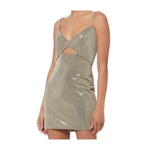 Michelle Mason Metallic Gold Mini Cocktail Dress